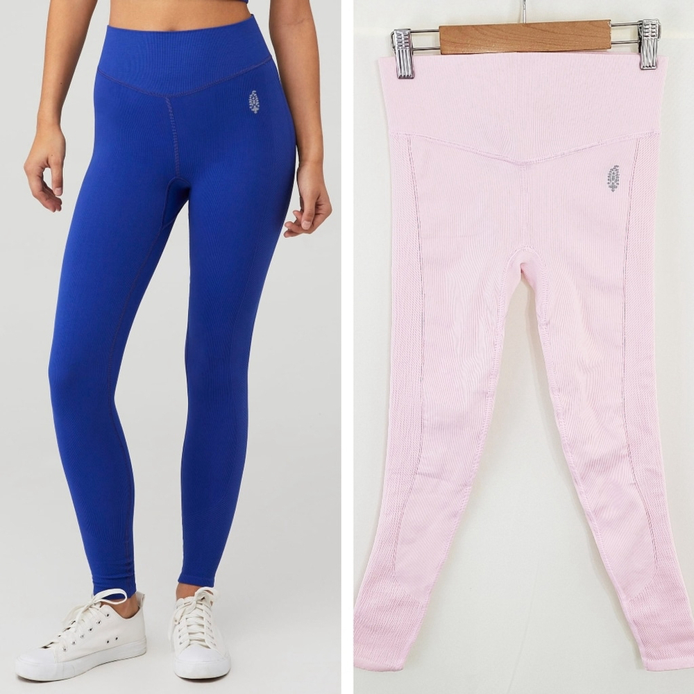 Free People FP Movement Mainstream leggings light pink ribbed size xs / sm NEW